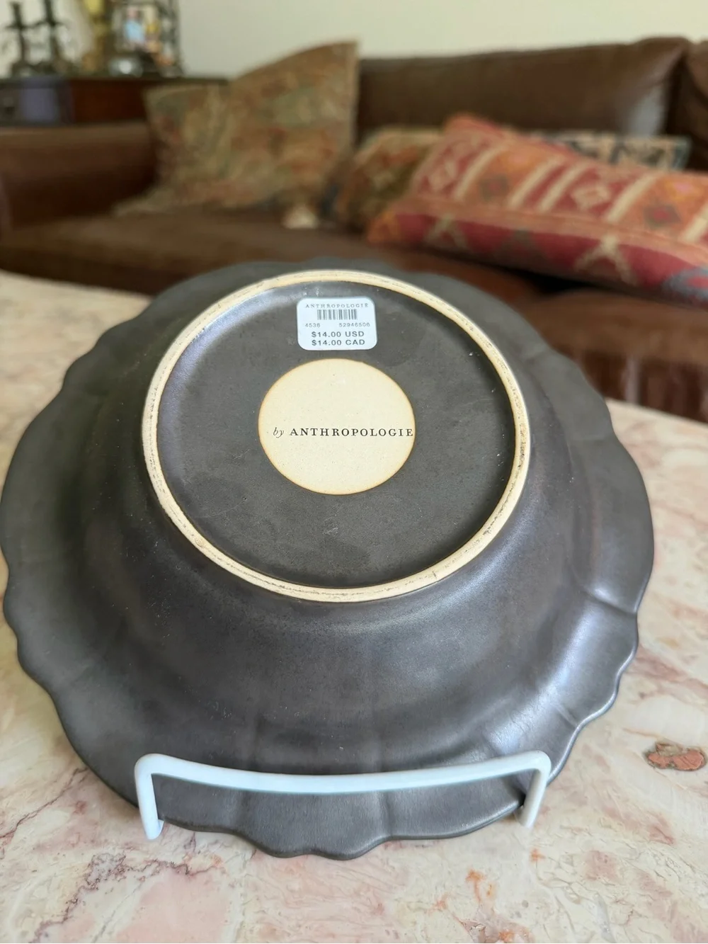 Anthropologie Matte Black Scalloped Ceramic Place Setting - 4 Piece